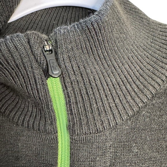 Smartwool dark green 100% Merino Wool 1/4 zip pullover sweater mens L - Picture 4 of 8